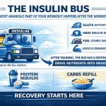 Post-workout nutrition for muscle growth with protein, oats, and insulin bus concept